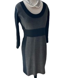 Petite New Directions Sweater Dress Grey Black Large
